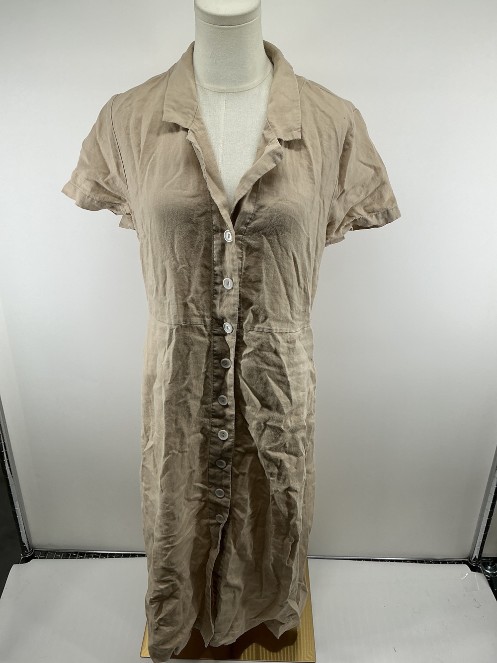 100% European Linen Button Front Dress